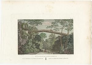 Antique Print of a Bridge in the Park of Roeulx by Laborde (1808)