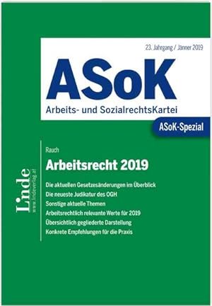 Bild des Verkufers fr ASoK-Spezial Arbeitsrecht 2019 zum Verkauf von Versandbuchhandlung Kisch & Co.
