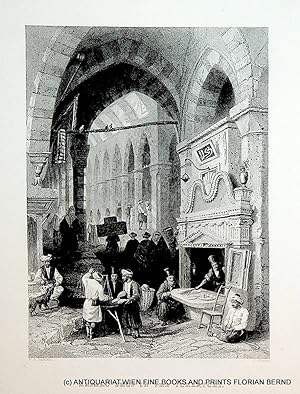 ISTANBUL, Turkey view c. 1840 clotted cream shop in the bazaar