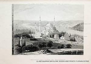 ISTANBUL, view Süleymaniye Mosque and Türbe (tomb) of Sultan Suleiman c. 1840