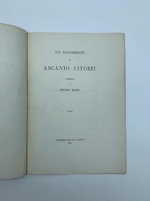 Bild des Verkufers fr Un documento su Ascanio Vitozzi trascritto da Antonio Manno zum Verkauf von Coenobium Libreria antiquaria