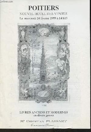 Bild des Verkufers fr Catalogue de vente aux enchres -24 fvrier 1999- Nouvel htel des ventes- Livres anciens et modernes en divers genres zum Verkauf von Le-Livre