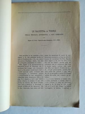 Bild des Verkufers fr Sulla cronica di Dino Compagni e sul commento del Professore Isidoro Del Lungo al signor A. B. e al Cav. Salvatore Bongi. Risposte zum Verkauf von Coenobium Libreria antiquaria