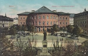 Mainz. Theater und Gutenbergdenkmal. Ansichtskarte, AK. 20.Jh.
