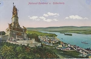 National-Denkmal u. Rüdesheim. Ansichtskarte, AK. 20.Jh.