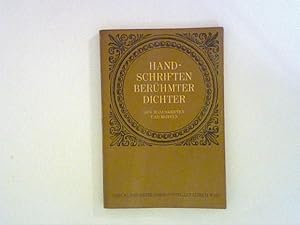 Bild des Verkufers fr Handschriften berhmter Dichter. Aus Manuskripten und Briefen zum Verkauf von ANTIQUARIAT FRDEBUCH Inh.Michael Simon