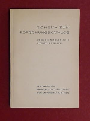 Bild des Verkufers fr Schema zum Forschungskatalog ber die theologische Literatur seit 1945 im Institut fr kumenische Forschung der Universitt Tbingen. zum Verkauf von Wissenschaftliches Antiquariat Zorn