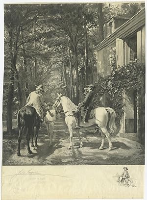 Antique Print of Cavaliers by Jacquet (c.1880)