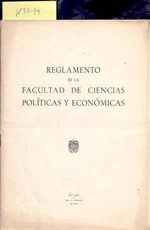 Image du vendeur pour REGLAMENTO DE LA FACULTAD DE CIENCIAS POLITICAS Y ECONOMICAS mis en vente par Libreria 7 Soles
