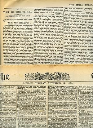 Bild des Verkufers fr Historic The Times Broadsheet Newspaper | Tuesday, November 14, 1854 (Replica Edition) | The War in the Crimea zum Verkauf von Little Stour Books PBFA Member