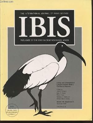 Image du vendeur pour IBIS Volume 146 Supplement 2 November 2004 : Ecology and Conservation of Lowland Farmaland Birds II : The Road to Recovery. The International Journal of The Britsh Ornithologists Union. Sommaire : The state of plat of farmaland birds etc. mis en vente par Le-Livre