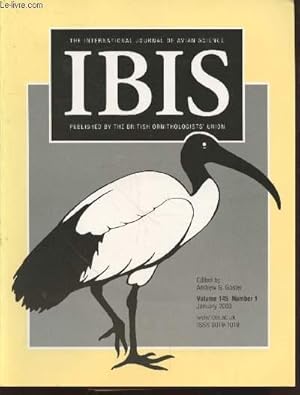 Image du vendeur pour IBIS Volume 145 Number 1 January 2003. The International Journal of The Britsh Ornithologists Union. Sommaire : Why birds sing at dawn : the role of consistent song transmission - Spring nocturnal migration of Reed Warblers Acrocephalus scirpaceus etc. mis en vente par Le-Livre