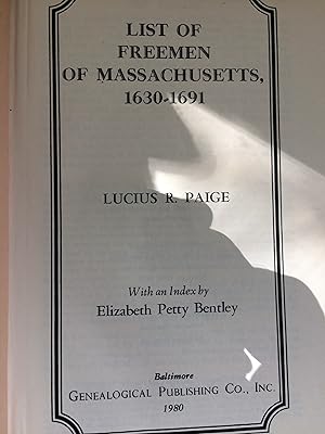 Bild des Verkufers fr List of Freemen of Massachusetts 1630-1691 zum Verkauf von LF Books