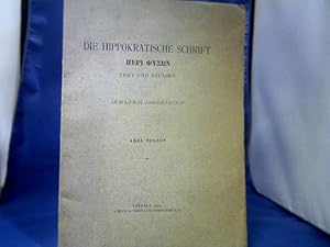 Bild des Verkufers fr Die Hippokratische Schrift: De flatibus. Text und Studien. Griechisch-Lateinisch. Inaugural-Dissertation. zum Verkauf von Antiquariat Michael Solder