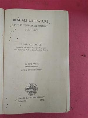 Bild des Verkufers fr Bengali Literature in the Nineteenth Century (1757-1857) zum Verkauf von WeBuyBooks