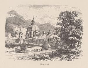 Orig. Holzstich: Kloster Ettal.