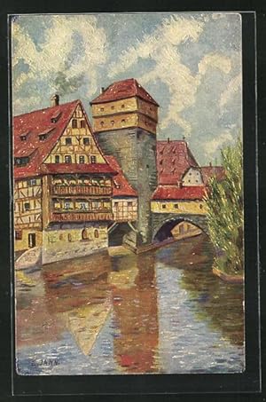 Künstler-Ansichtskarte Degi Nr. 1441: Nürnberg, am Henkerssteg