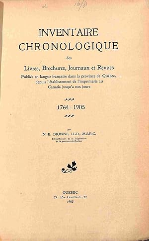 Seller image for Inventaire Chronogique des livres, brochures, journaux et revues for sale by WeBuyBooks