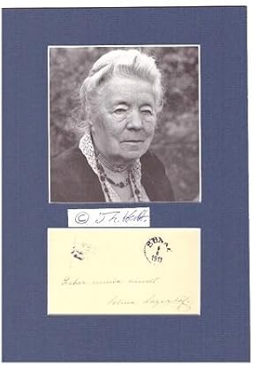 Image du vendeur pour SELMA LAGERLF (1858-1940) schwedische Schriftstellerin "Nils Holgerson und die Wildgnse", 1909 erhielt sie als erste Frau den Nobelpreis fr Literatur und wurde 1914 als erste Frau in die Schwedische Akademie aufgenommen mis en vente par Herbst-Auktionen