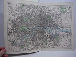 Antique Map of London from Encyclopaedia Britannica, Ninth Edition Vol. XIV Plate IX (1882)