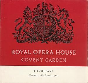 Seller image for Programmheft Vincenzo Bellini I PURITANI 26th March, 1964 The Covent Garden Opera for sale by Programmhefte24 Schauspiel und Musiktheater der letzten 150 Jahre