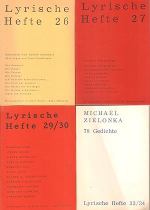 Seller image for Lyrische Hefte. (Konvolut von 5 Heften: Nr. 26 = Sonderheft 1966: Gedichte von Jossif Brodskij; Nr. 27, 1966; Nr. 29/30, 1967; Heft 31/32 = Sonderheft 1967: Ho Tschi Minh: Gefngnistagebuch; Heft 33/34 = Sonderheft 1968: Michael Zielonka: 78 Gedichte). (Zeitschrift fr Gedichte). for sale by Antiquariat Neue Kritik