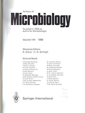 Archives of Microbiology Volume 144 und 145, Jahr 1986 (1 Band)