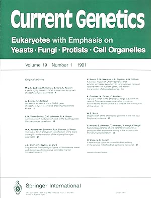 Current Genetics Volume 19 (1991) Heft 1 bis 6 (6 Hefte)