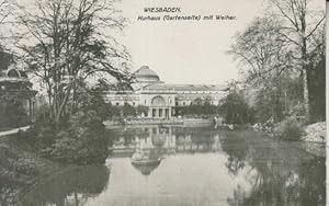 Wiesbaden. Kurhaus (Gartenseite) mit Weiher. Ansichtskarte, AK. 20.Jh.