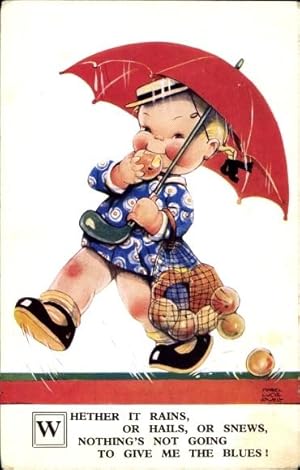 Seller image for Knstler Ansichtskarte / Postkarte Attwell, Mabel Lucy, Whether it rains or hails or snews, Mdchen mit Regenschirm for sale by akpool GmbH