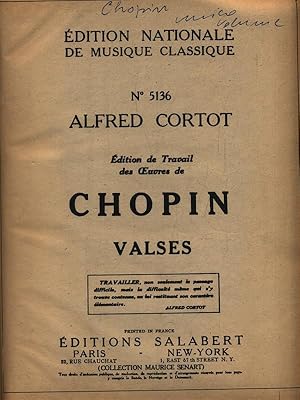 Bild des Verkufers fr Edition de Travail des Oeuvres de Chopin - Valses zum Verkauf von Librodifaccia