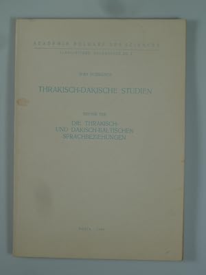 Image du vendeur pour Thrakisch-Dakische Studien 1. Teil: Die Thrakisch- und Dakisch-Baltischen Sprachbeziehungen. mis en vente par Antiquariat Dorner