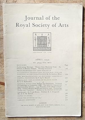 Seller image for Journal of the Royal Society of Arts April 1959 Vol.CV11 No.5033 for sale by Shore Books