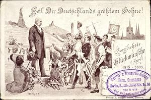 Künstler Ansichtskarte / Postkarte Otto von Bismarck, 80. Geburtstag, Heil Dir Deutschlands größt...