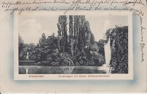 Wiesbaden. Kuranlage mit Kaiser Wilhelm-Denkmal. Ansichtskarte. AK. 20.Jh.