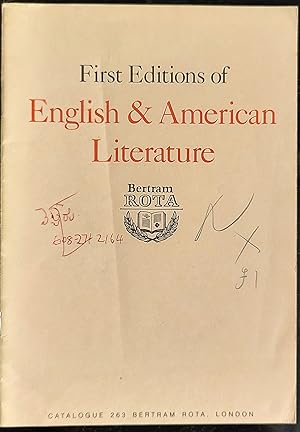 Bild des Verkufers fr First Editions of English American Literature Catalogue 263 Summer 1992 zum Verkauf von Shore Books