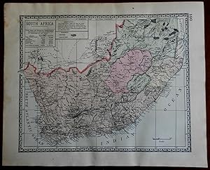 South Africa Gold and Diamond Fields Mining Orange Free State Natal 1892 map
