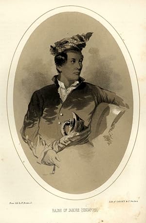 Rajah of Singapore Portrait 1856 Perry Expedition litho view print