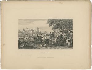 Antique Print of a Steeplechase by Allen (c.1840)