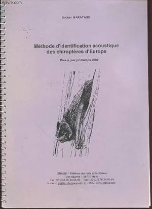 Immagine del venditore per Mthode d'identification acoustique des chiroptres d'Europe. venduto da Le-Livre