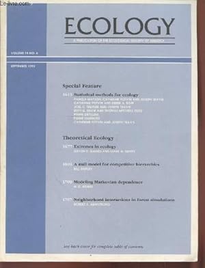 Imagen del vendedor de Ecology Volume 74 n�6 September 1993. Special Feature. Sommaire : Statistical methods : an upgrade for ecologists by Pamela Matson - Seed and seedling ecology of neotropical Melastomataceae by Aaron M. Ellison - etc. a la venta por Le-Livre