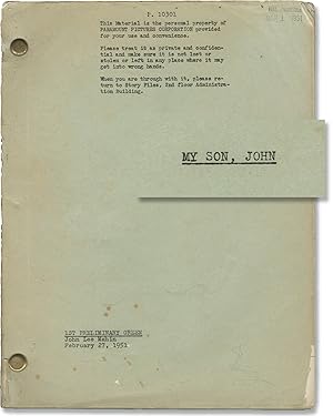 Bild des Verkufers fr My Son John [My Son, John] (Original screenplay for the 1952 film) zum Verkauf von Royal Books, Inc., ABAA