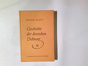 Seller image for Geschichte der deutschen Dichtung for sale by Gabis Bcherlager