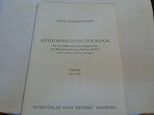 Bild des Verkufers fr Antiformalistischer Rajok fr 4 Bsse, gem. Chor und Klavierbegleitung ( Becken ad lib. und Lesetext ( Vom Verlag ) zum Verkauf von Versandhandel Rosemarie Wassmann