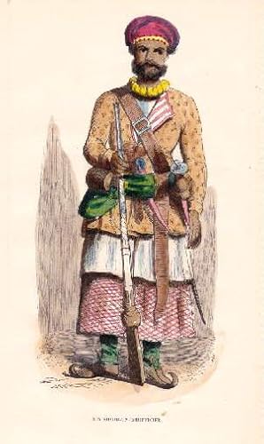 Imagen del vendedor de Ein Sipahi-Unterofficier. Kolorierter Holzstich, eiweigehht. a la venta por Antiquariat Heinz Tessin