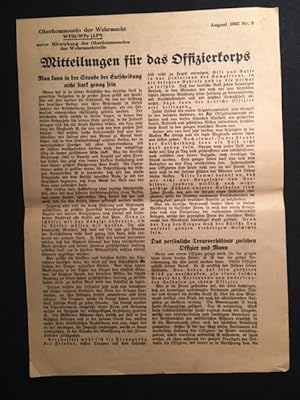 Mitteilungen für das Offizierkorps. Nr. 8 Januar 1942. WFSt/WPr (AP2) unter Mitwirkung der Oberko...