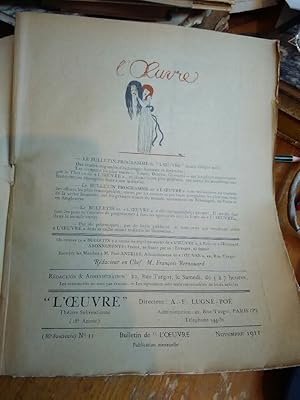 L'Oeuvre. Theatre Subventionne Bulletin Novembre 1911: Isidora Duncan. (36. fascicule No. 11)