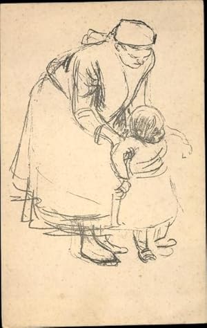 Künstler Ansichtskarte / Postkarte Kalkreuth, Leopold Graf von, Frau mit Kind
