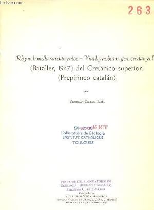 Seller image for Rynchonella sardanyolae - viarhynchia n.gen.cerdanyolae (Bataller 1947) del cretacico superior (prepirineo catalan) - Publicado en acta geologica hispanica instituto nacional de geologia csic espana ano IX n5 septiembre octubre 1974. for sale by Le-Livre