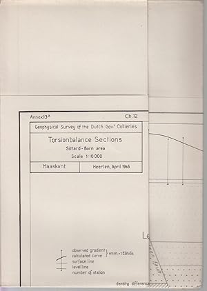 Seller image for Une carte dpliante. A folding map. Een opvouwbare kaart. Geophysical survey of the dutch gov.t collieries. TORSIONBALANCE SECTIONS, SITTARD - BORN AREA. (MAASKANT) - Heerlen, April 1946. Ch.12 - Annex 13a. for sale by CANO